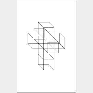 Hypercube (black) Posters and Art